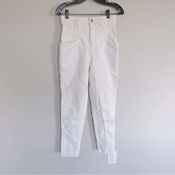 Isabel Marant Nadeloisa Tapered Leg Cotton High Rise Slim Jeans White Trousers 2 - Picture 3 of 13